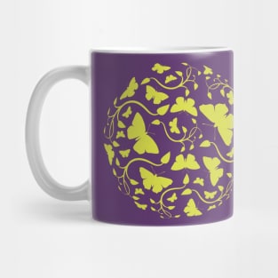 Butterfly World - Green on Purple Mug